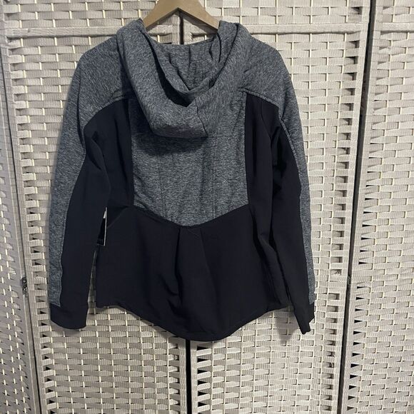 90 Degree By Reflex Hooded Running Jacket Women's M Gray Black Full Zip NEW - Picture 2 of 10